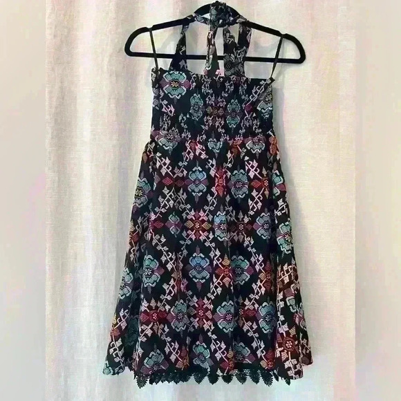 Anthropologie Edme & Esyllte Primula Black Floral Halter Dress Size 2 Small - Picture 3 of 8